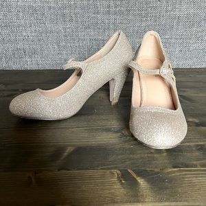 Champagne Gold Glitter Kitten Heels - Vintage 1950s Style Shoe